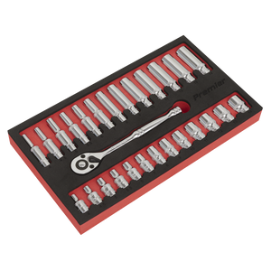 Sealey Premier Ratchet Wrench & Socket Set 1/4