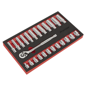 Sealey Premier Ratchet Wrench & Socket Set 3/8