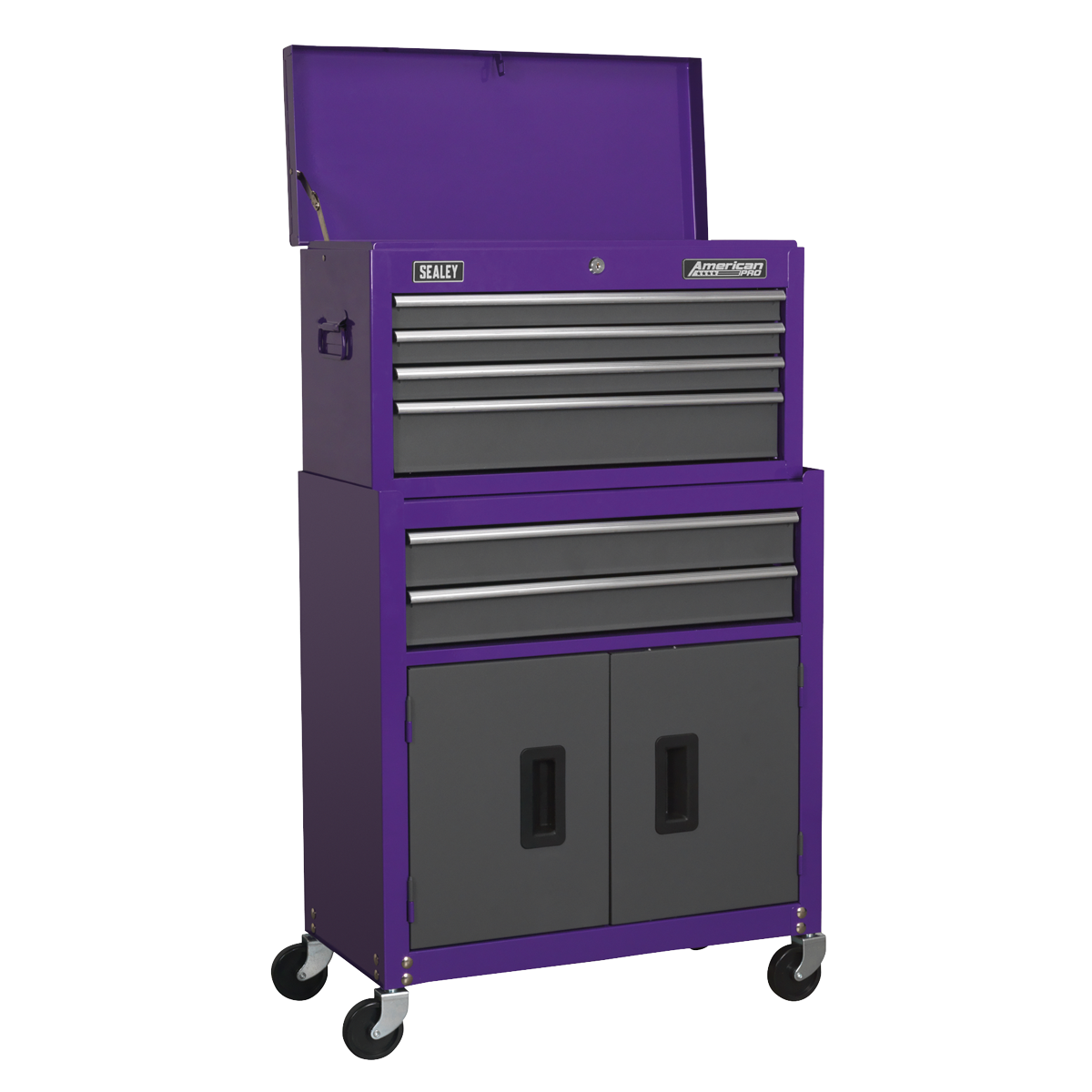 Sealey American PRO® Topchest & Rollcab Combination 6 Drawer - Purple/Grey