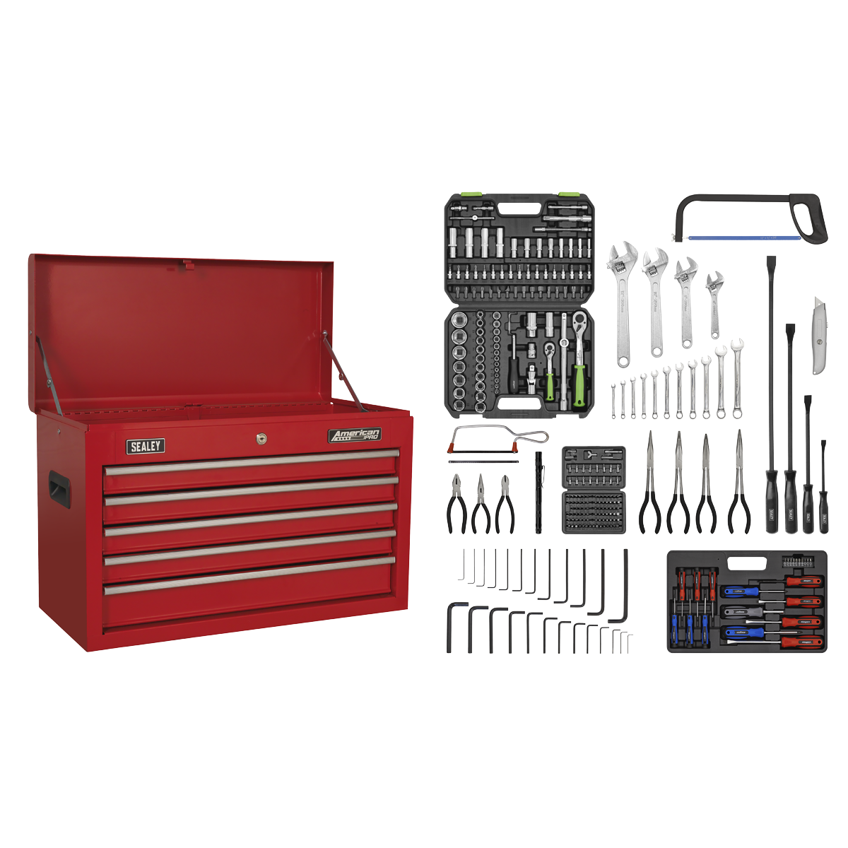 Sealey American PRO® Topchest 5 Drawer with 272pc Tool Kit - Red