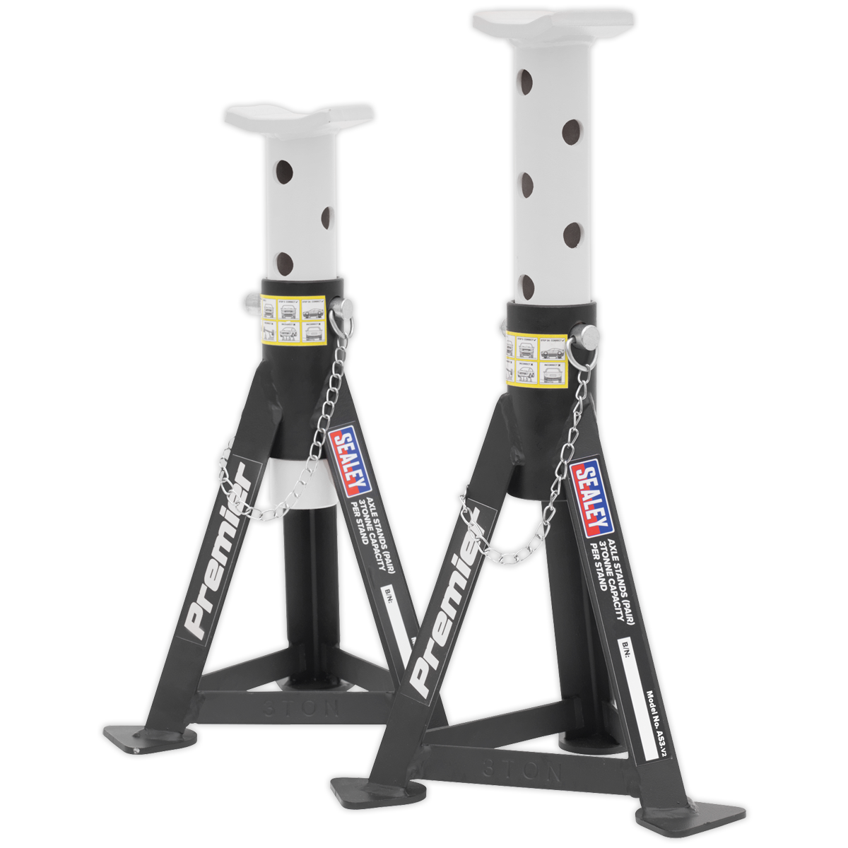 Sealey Premier Axle Stands (Pair) 3 Tonne Capacity per Stand