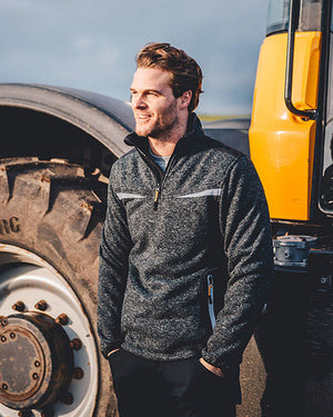 JCB Trade Elmhurst II Grey Quarter Zip Knitted Jumper