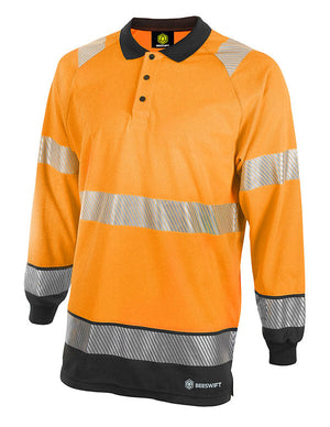 Deltic Hi Vis Two Tone Long Sleeved Polo Shirt