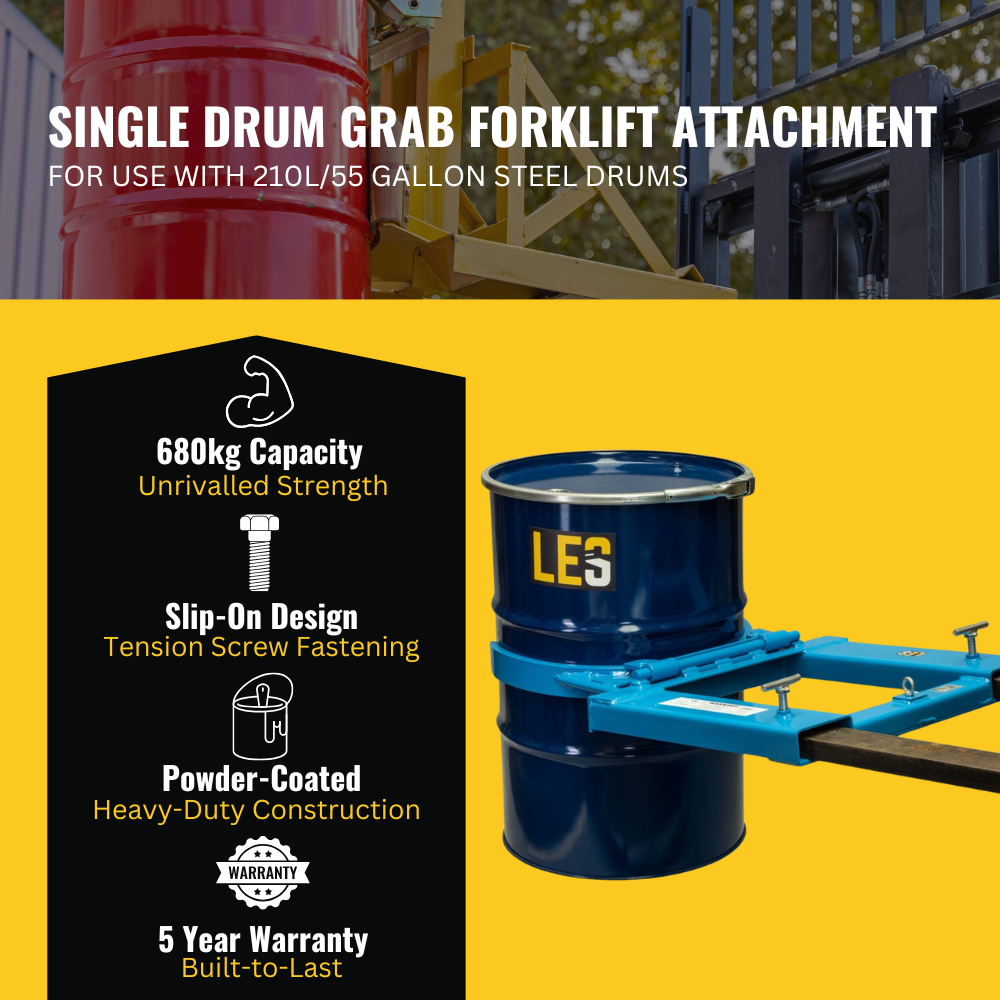 LES Single Drum Grab Lifter Forklift Attachment