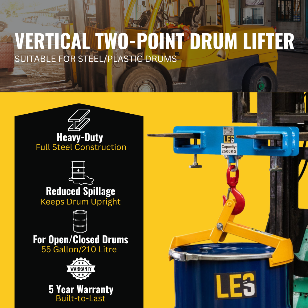 Vertical Steel or Plastic Drum Lifter Two Point