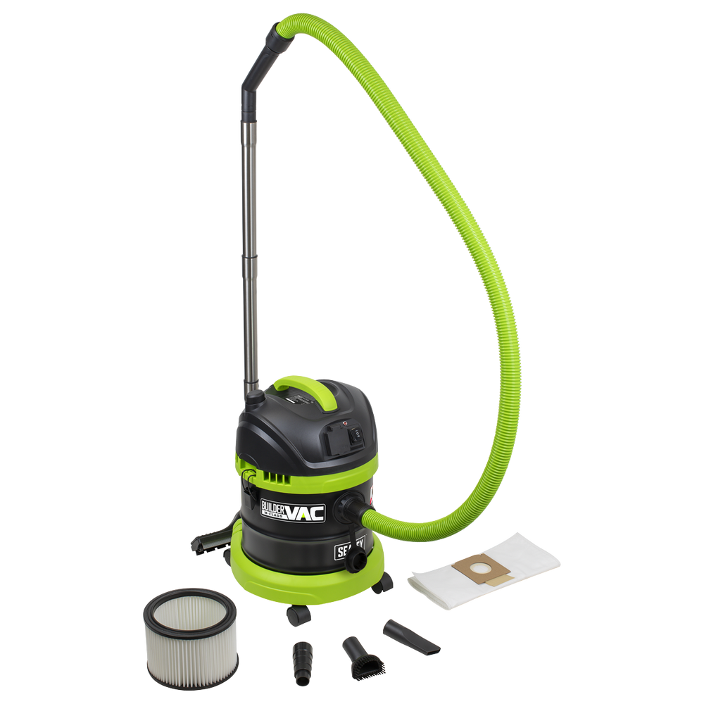 Sealey BuilderVac® Wet & Dry Vacuum Cleaner 15L Stainless Steel Drum M ...