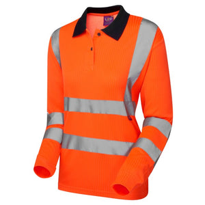 LEO Beaford ISO 20471 Class 2 Comfort EcoViz Women's Sleeved Polo Shirt
