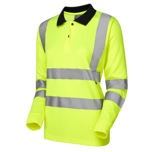 LEO Beaford ISO 20471 Class 2 Comfort EcoViz Women's Sleeved Polo Shirt