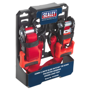 Sealey Slide Ratchet Strap Polyester Webbing with S-Hooks 32mm x 3m 1200kg