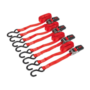 Sealey Ratchet Strap Polyester Webbing with S-Hooks 25mm x 4m 800kg - 2 Pairs