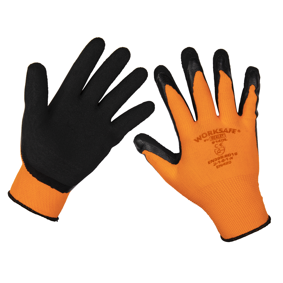 Sealey Worksafe® Foam Latex Grippa Gloves - Pack of 6 Pairs