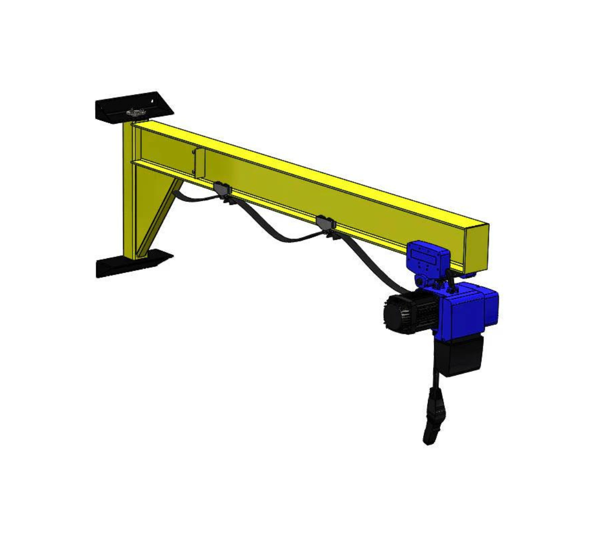 Wall-Mounted Under-Braced 125kg I-Beam Jib Crane