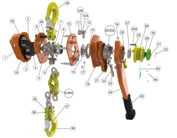 William Hackett SS-L5 QP (Quad Pawl) 800kg-15te Lever Hoist