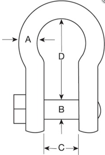 Blue Pin Grade 6 Square Head Bow Shackle