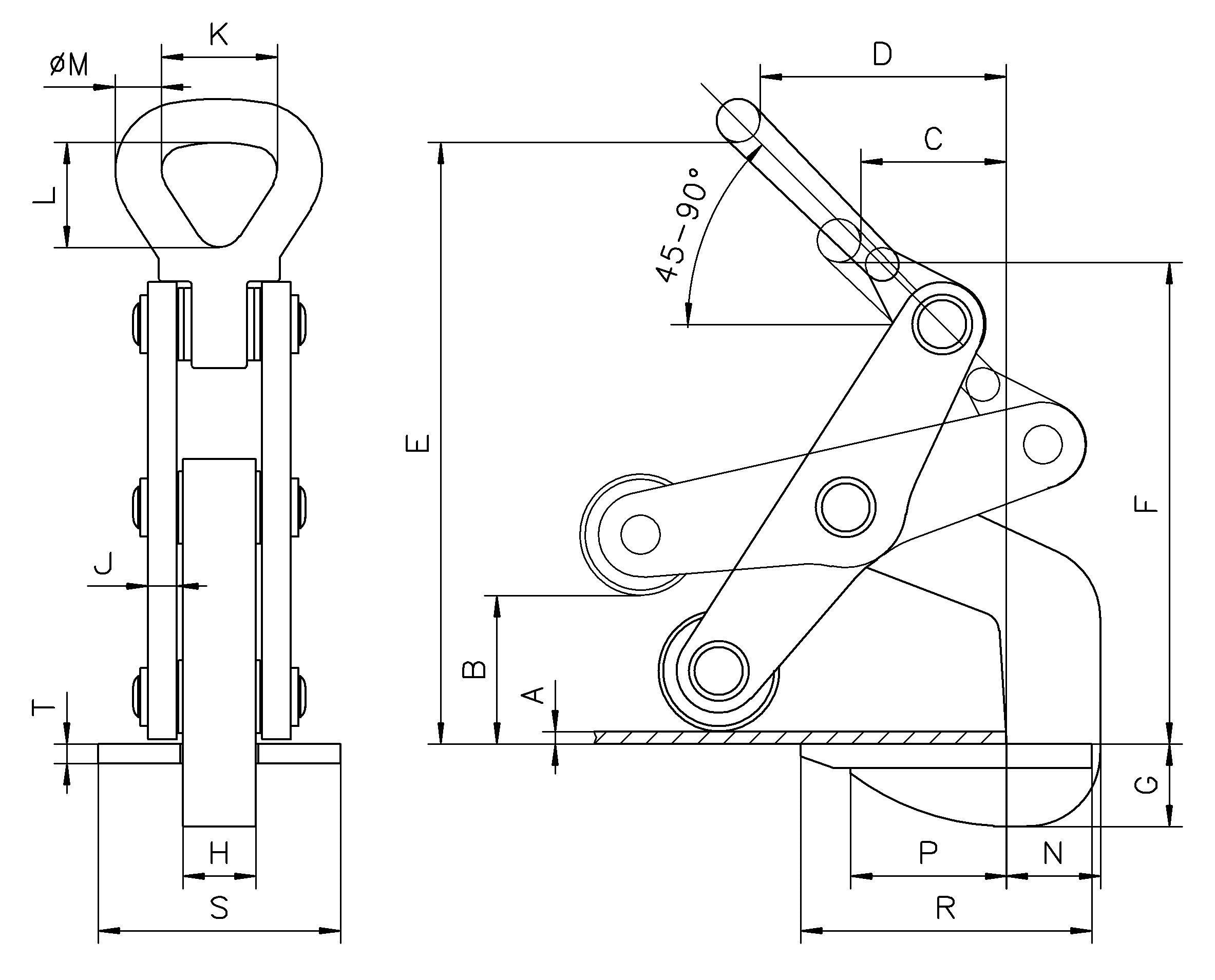 Camlok RH Horizontal Lifting Clamp With Roller