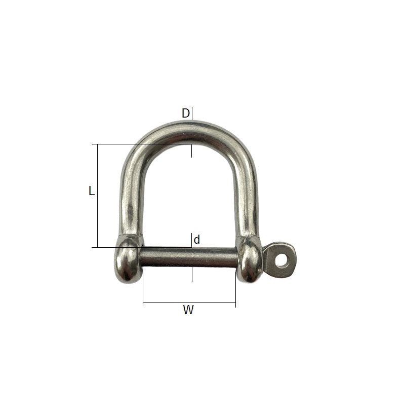 Stainless Steel Captive Pin Wide Jaw Dee Shackle