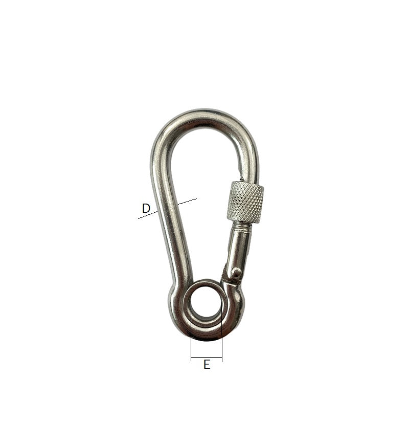 Stainless Steel Carbine Hook with Eyelet & Screwgate