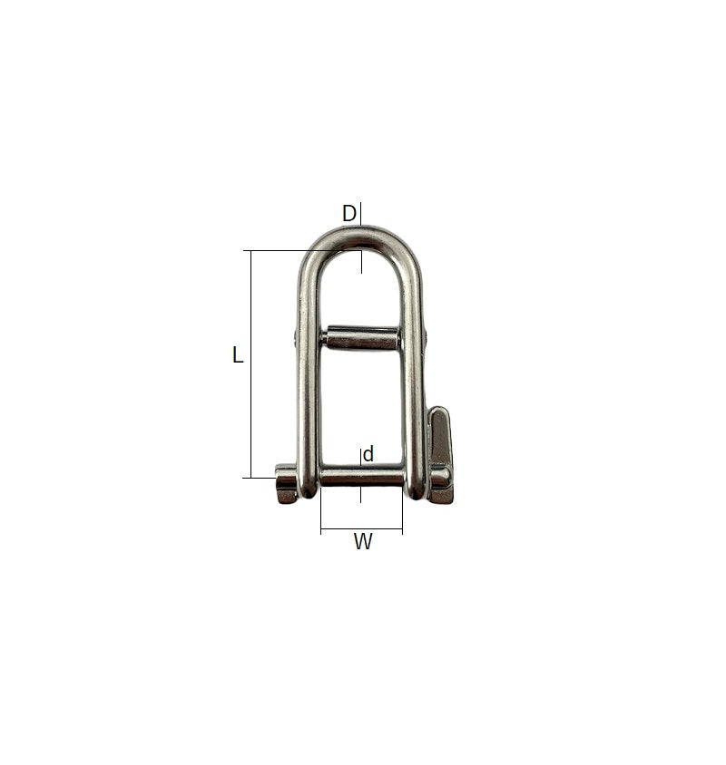 Stainless Steel Double Bar Long Flat Dee Shackle with Locking Pin