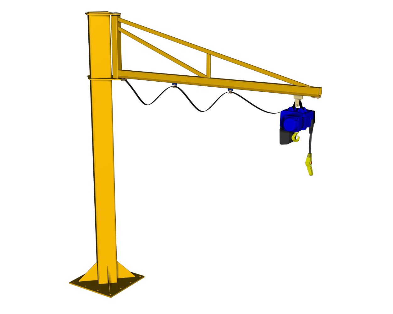 Free Standing Over-Braced Jib Crane 2m Arm
