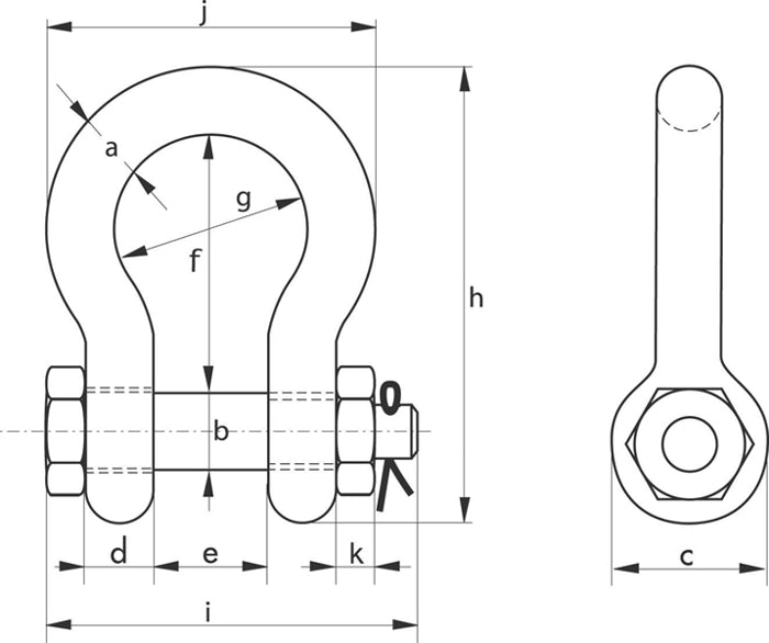 Galvanised Green Pin Safety Pin Bow Polar Shackle