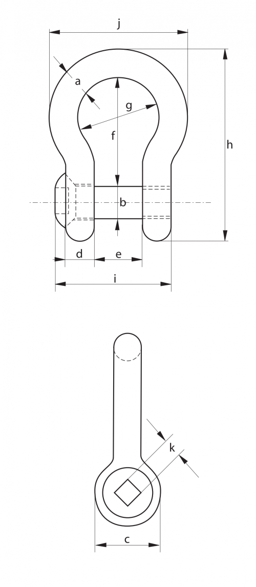 Green Pin Square Sunken Hole Bow Shackle