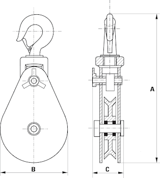 Lightweight Oil Industry Snatch Block- Hook Head