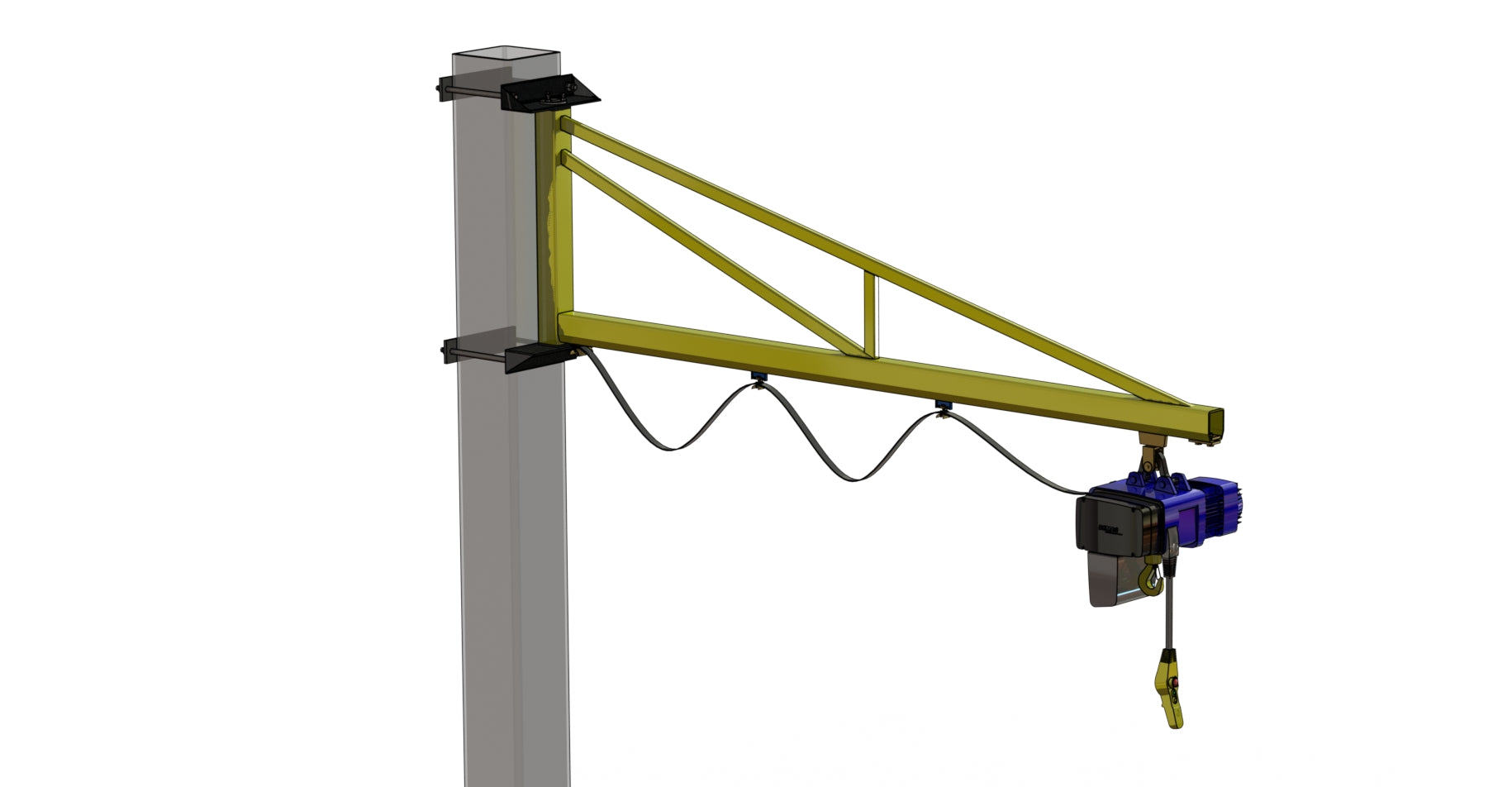Clamp Around Column Over-Braced 80kg Jib Crane