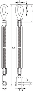 Galvanised Turnbuckle- Jaw/Eye