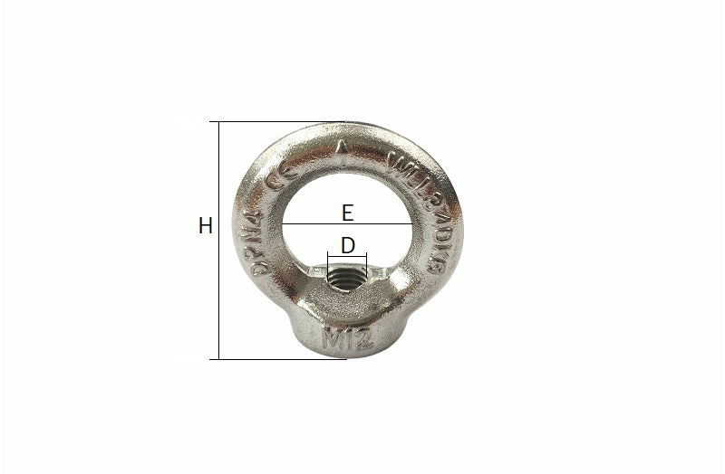 Load Rated Stainless Steel Eye Nut to DIN 582