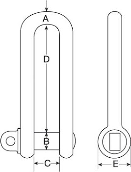 Self Colour Long Dee Piling Shackle With Screw Collar Pin