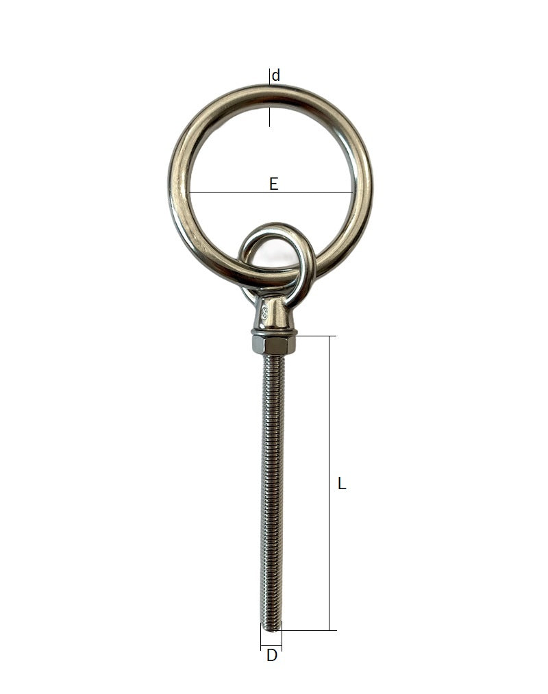 Stainless Steel Long Shank Ring Bolt