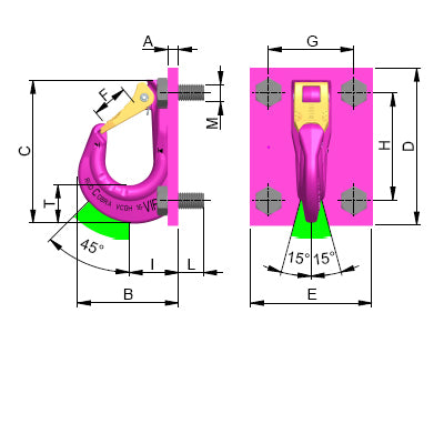 RUD VCGH-G Excavator, Bolt On Hooks