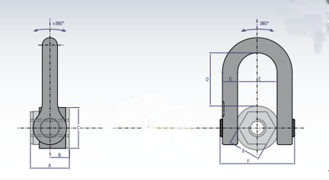 Stainless Steel Double Swivel Lifting Shackle Female