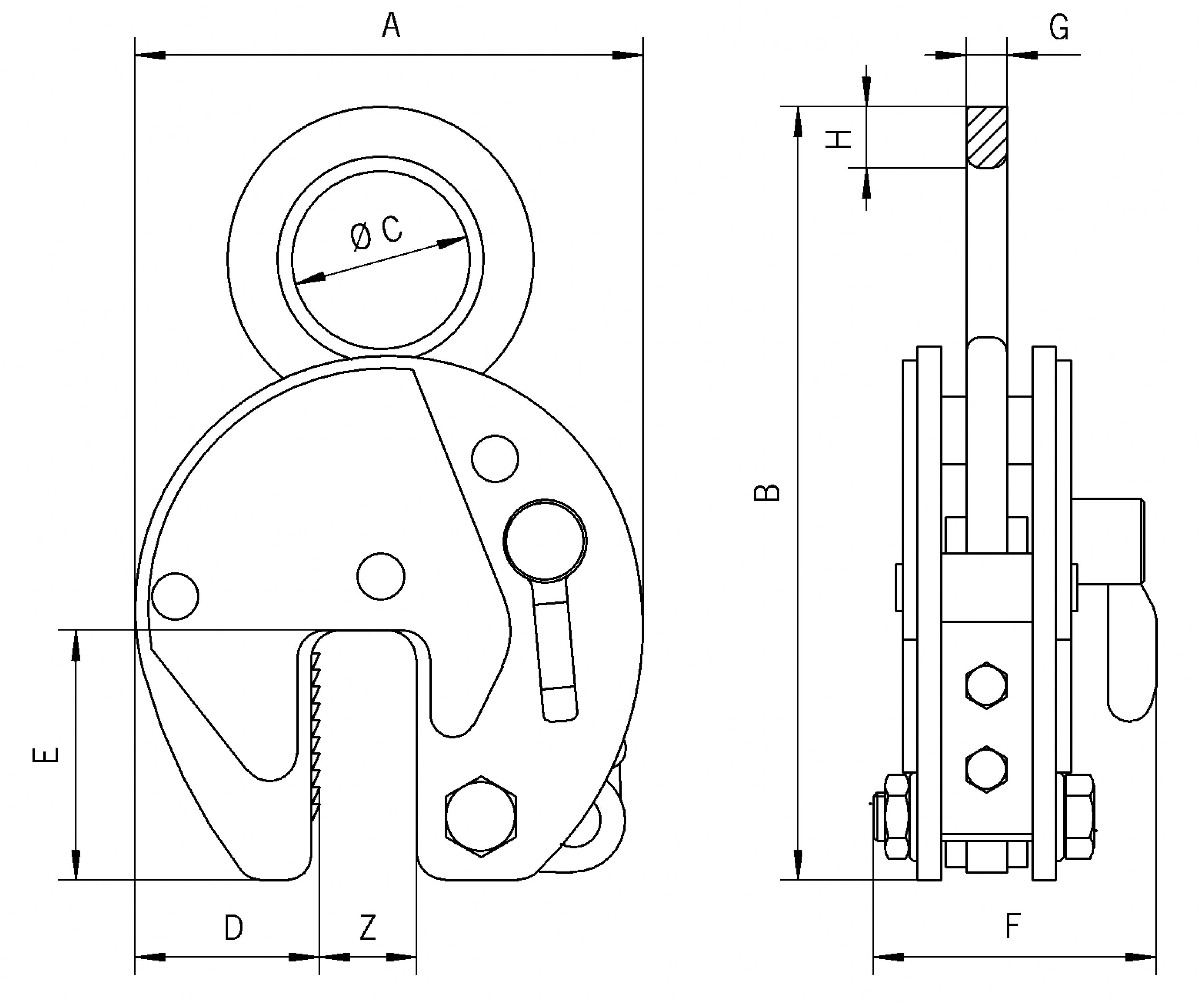 Camlok CZ Heavy Duty Vertical Plate Lifting Clamps