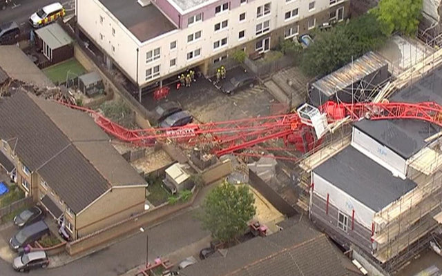 EAST LONDON CRANE COLLAPSES- SEVERAL INJURED