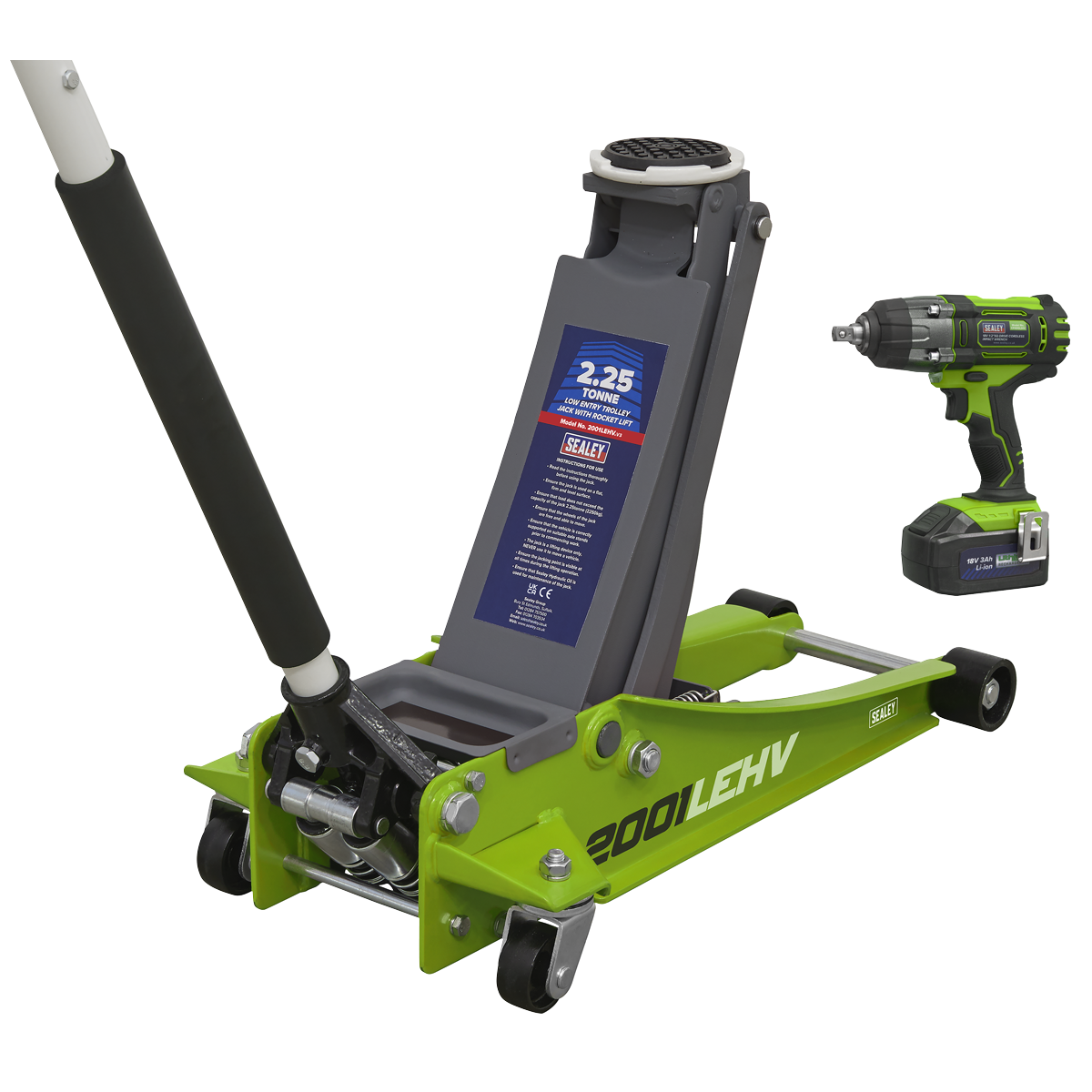 Sealey Trolley Jack & Cordless Impact Wrench Combo