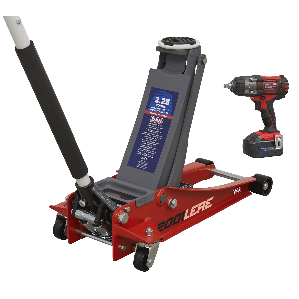 Sealey Trolley Jack & Cordless Impact Wrench Combo