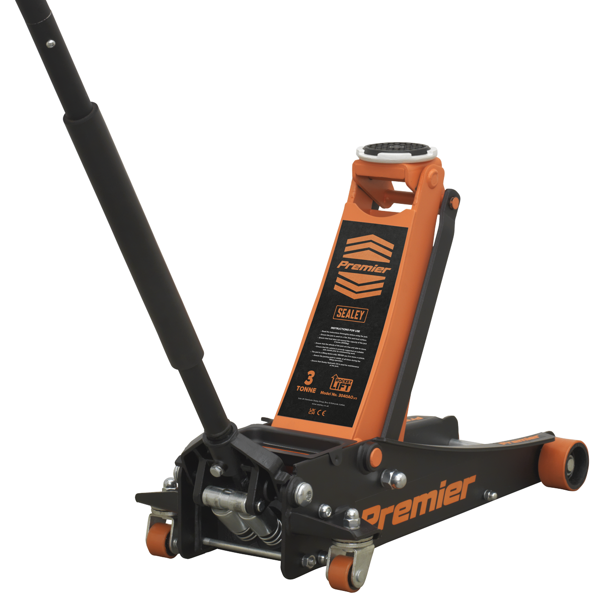 Sealey Premier Low Profile Trolley Jack with Rocket Lift 3 Tonne