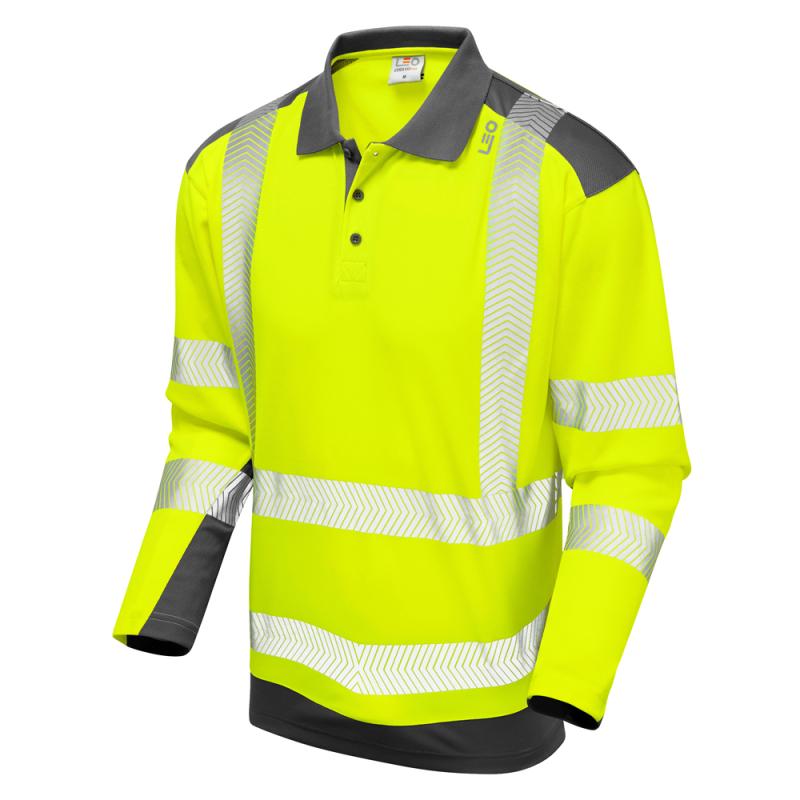 LEO WRINGCLIFF ISO 20471 Class 2 Dual Colour Coolviz Plus Sleeved Polo Shirt LEO 