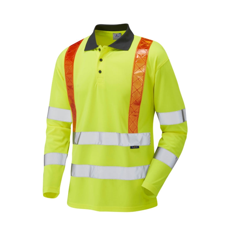 LEO BICKLETON ISO 20471 Cl 3 Orange Brace Coolviz Sleeved Polo Shirt LEO 