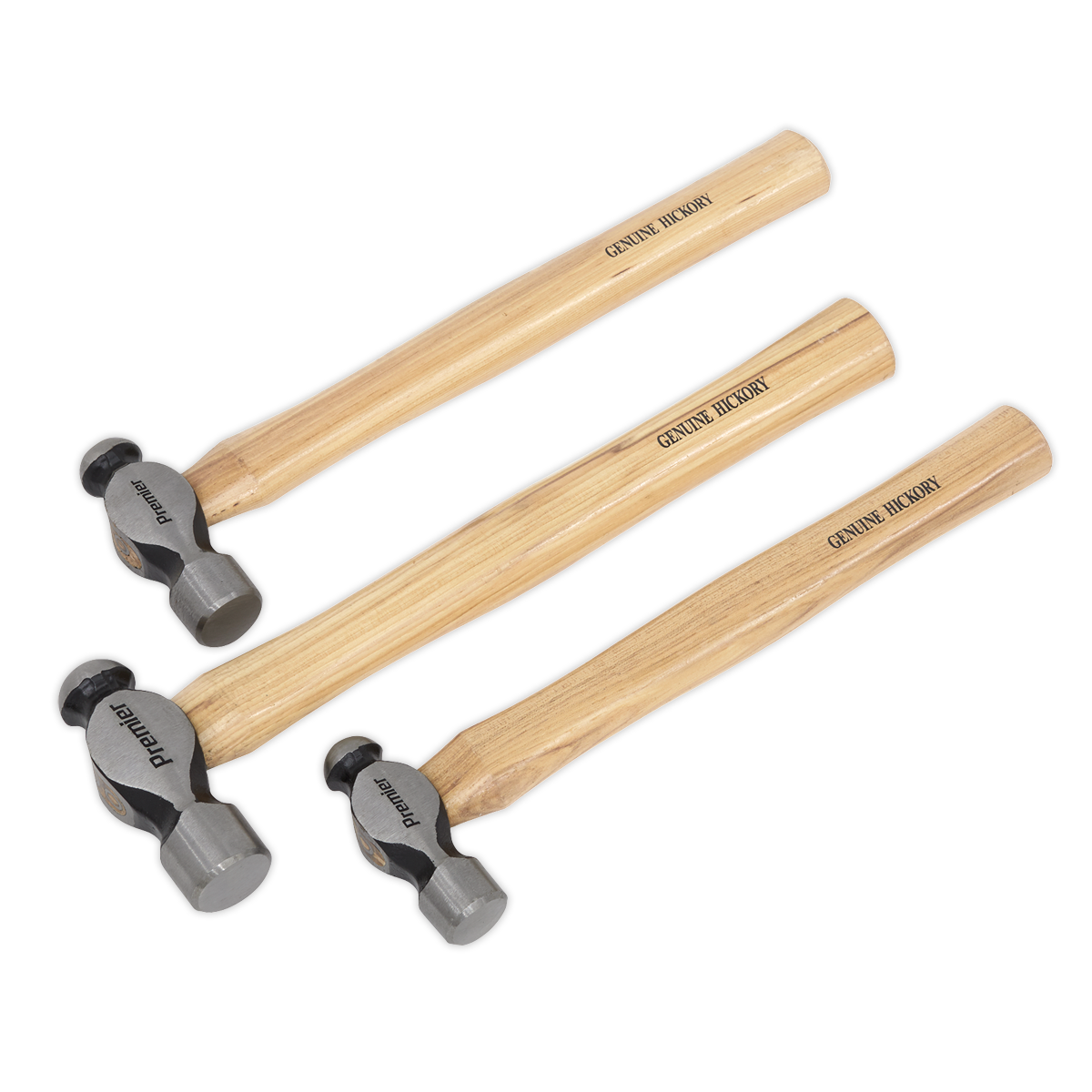 Sealey Premier Ball Pein Hammer Set 3pc Hickory Shafts