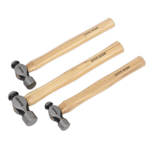 Sealey Premier Ball Pein Hammer Set 3pc Hickory Shafts