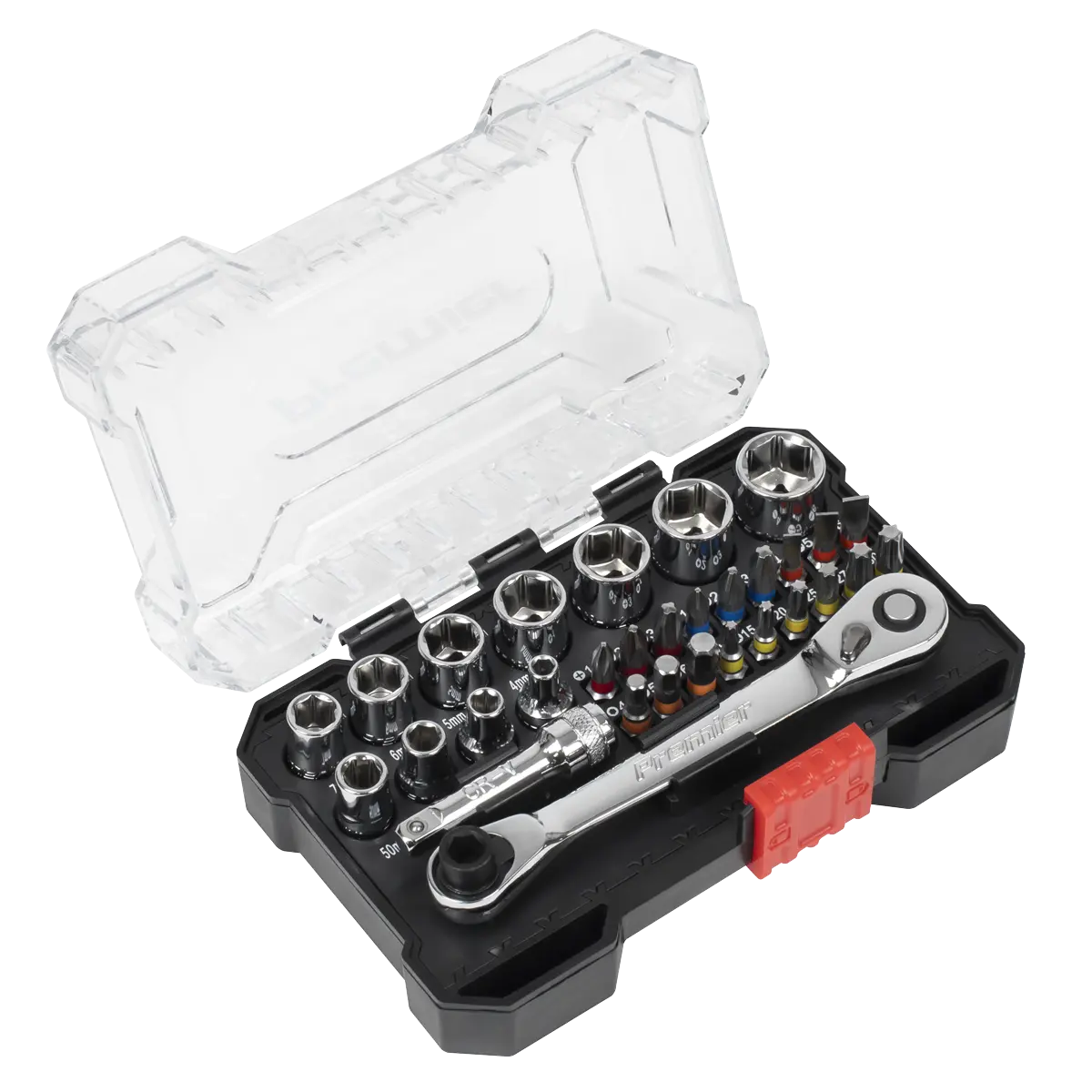 Sealey Premier Socket & Colour-Coded Bit Set 1/4"Sq Drive 31pc Sealey 