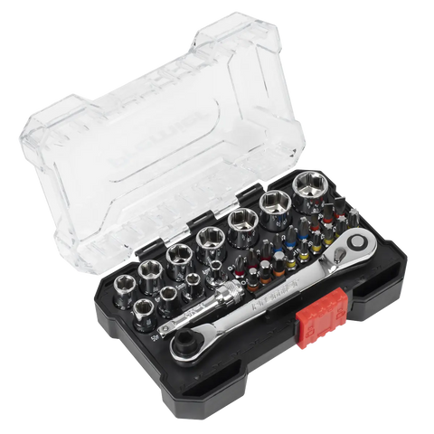 Sealey Premier Socket & Colour-Coded Bit Set 1/4"Sq Drive 31pc