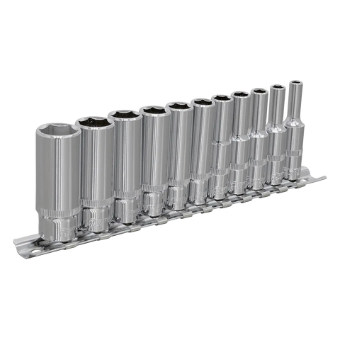 Sealey Premier Imperial Deep Socket Set 1/4"Sq Drive 11pc