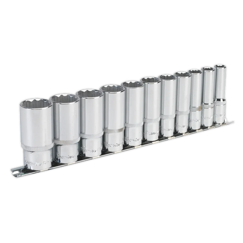 Sealey Premier Imperial Deep Socket Set 3/8"Sq Drive 12-point 11pc