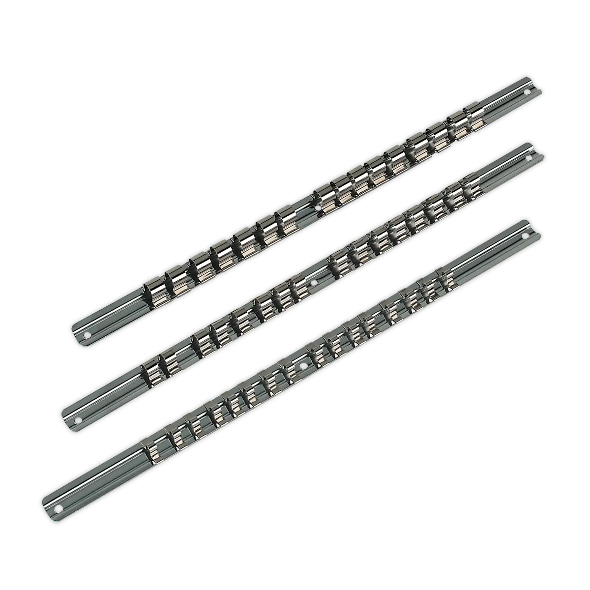 Sealey Premier Socket Retaining Rail Set 1/4", 3/8" & 1/2"Sq Drive 3pc Sealey 