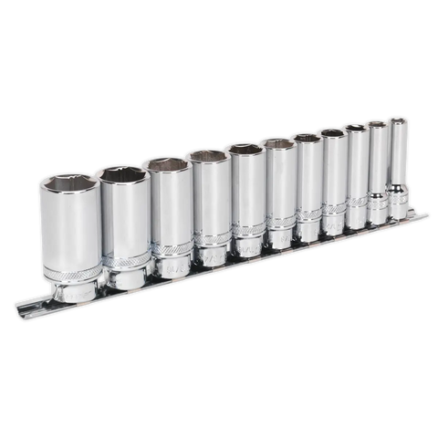 Sealey Premier Imperial Deep Lock-On™ Socket Set 3/8"Sq Drive 11pc