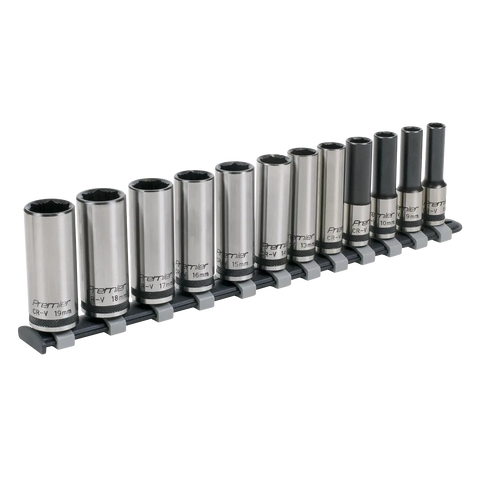 Sealey Premier Black Deep Lock-On™ Socket Set 3/8"Sq Drive 12pc