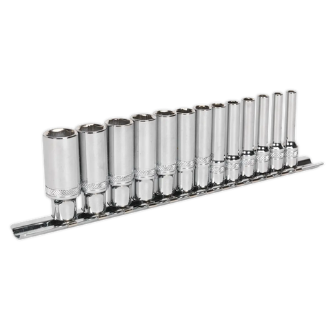 Sealey Premier Deep Lock-On™ Socket Set 1/4"Sq Drive 13pc